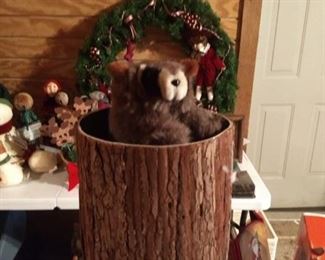 Animated electric movable racoon in tree Christmas decor