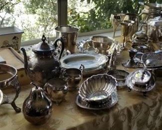 Lots of plated serving pieces