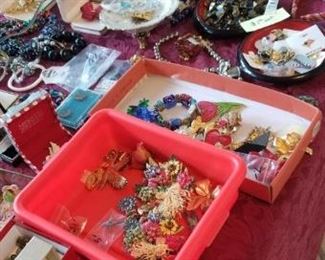 Table full of costume jewelry