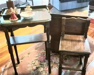 Vintage phone table and chair