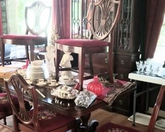 Large antique dining room set