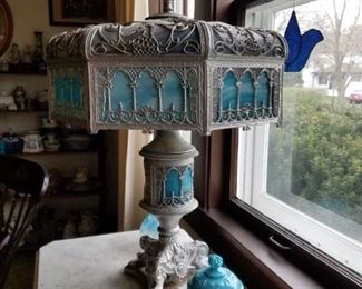 Beautiful slag glass lamp