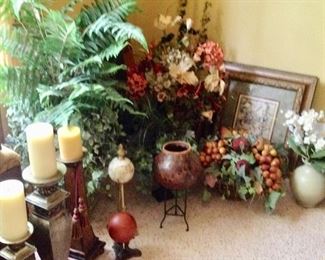 Candle Holders, Silk Florals etc...