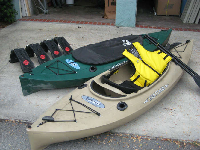 HERITAGE Featherlight Brand Kayak's with all accessories and roof racks for kayak's.
