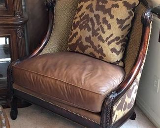 ornate upholstered chair and matching pillow