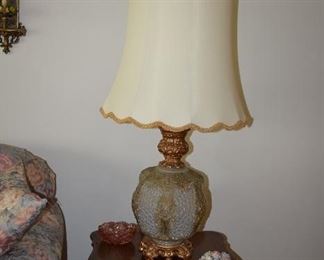 Vintage Side Table, Lamp, & Home Decor