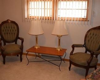 Vintage Chairs, Lamps, & Side Table