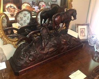 German wood carving 
“Praying Over the Harvest”  inscribed “Give Us Today Our Daily Bread”