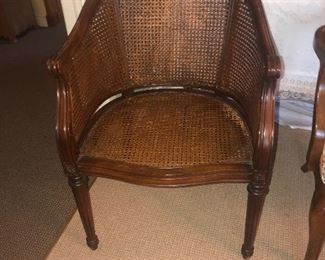 Caned barrel chair