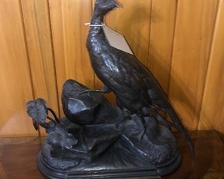 Bronze pheasant statue by Jules Moigniez