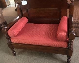 Solid walnut antique upholstered setee