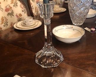 Pair of tall crystal candlesticks