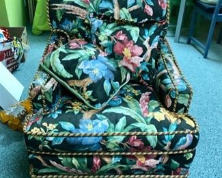 Colorful tropical chair & ottoman