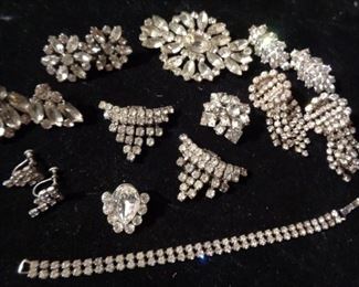 Collection of vintage rhinestone jewelry