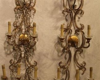 Pair Italian gilt metal sconces
