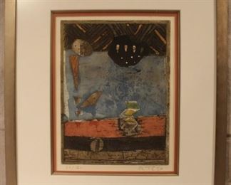 Jose Ortega (1921-1990) signed aquatint etching