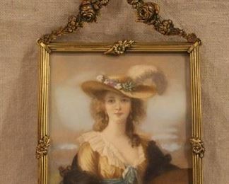 Antique gilt bronze frame with potrait print