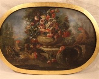 Antique still life oil painting on board