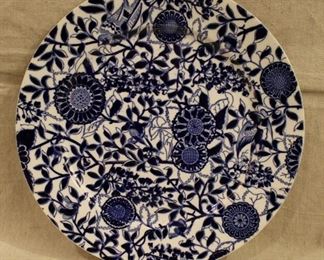 Antique blue transfer "Indian Empress" bowls and plates