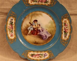 Antique Sevres 1844 Chateau des Tulleries hand painted porcelain plate