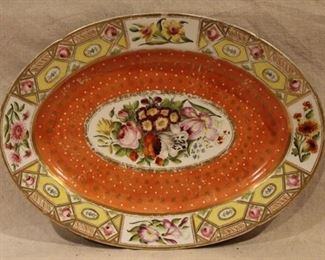 Antique Continental porcelain hand painted oval platter