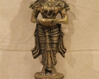 Vintage cast brass Hindu Indian goddess statue