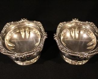 Pair antique Tiffany & Co. silver soldered salt cellars