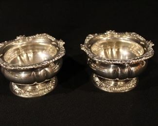Pair antique Tiffany & Co. silver soldered salt cellars