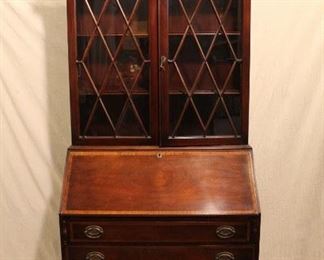 Vintage mahogany Federal style desk bookcase