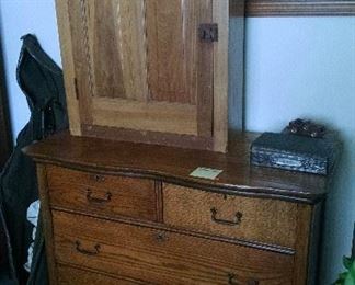 Wall cupboard & oak dresser
