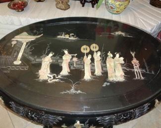 Asian Style Mother of Pearl Inlaid Table
