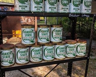 Vintage Quaker state and other oil cans