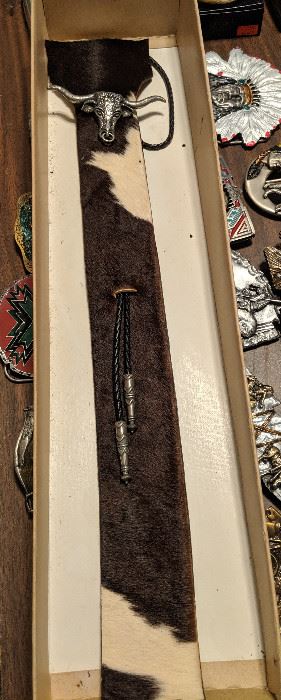 Animal hide Bolo tie for him