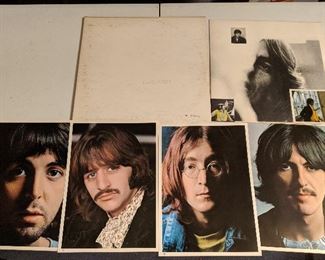The Beatles White Album with poster and photos of each member.