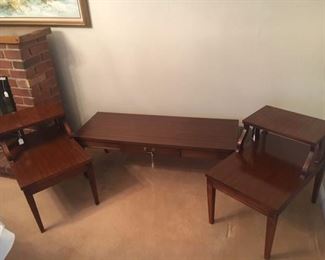 2 End Tables and Coffee Table - Located in the Dining Room
• Mersman
• Dark Wood