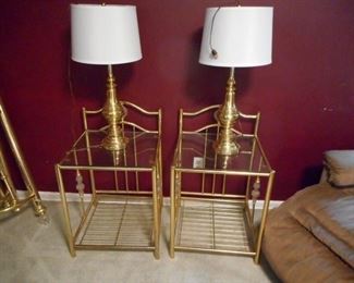 Brass lamps and end tables