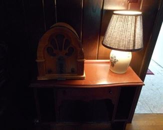 Radio, lamp and cute end table
