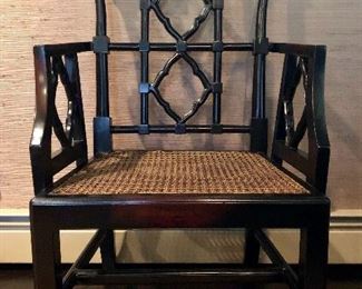 Black lacquer chair, caned seat; Furniture Classics Norfolk, VA