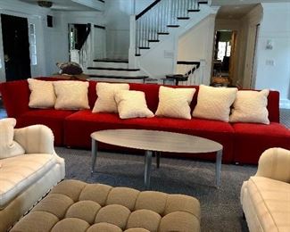Red upholstered sectional