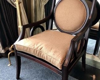 Armchair, caned with upholstered cushion