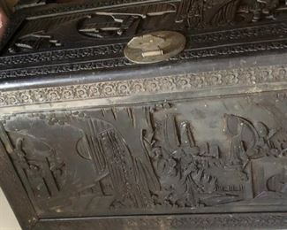 CARVED WOODEN CHEST