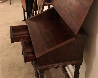 antique desk and bible stand