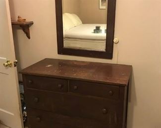 primitive dresser and mirror