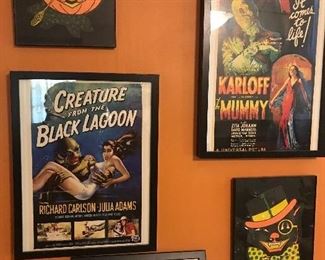 Vintage Halloween & Movie Posters, all professionally framed.