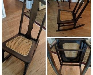 Antique rocking chair with woven seat