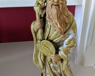 GREEN & WHITE MAN FIGURINE LARGE SIZE ANDREA BY SADEK ASIAN STATUE WISE GOD