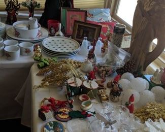 Christmas dishes and decorations