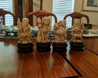 Netsuke Figurines
Set of 4 seven lucky good fortune 
Long life
Victory
Happiness
Fortune