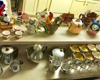 Teapot collection, silver plated stemware from Spain