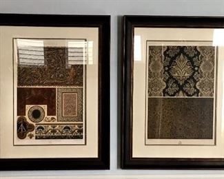 Pair of contemporary wood-block style prints
